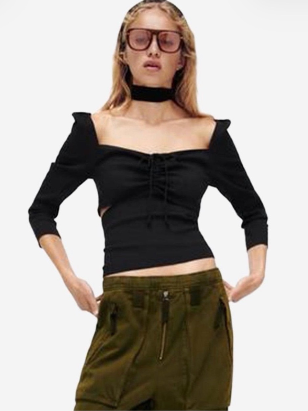 Zara Black Cut Out Side Top